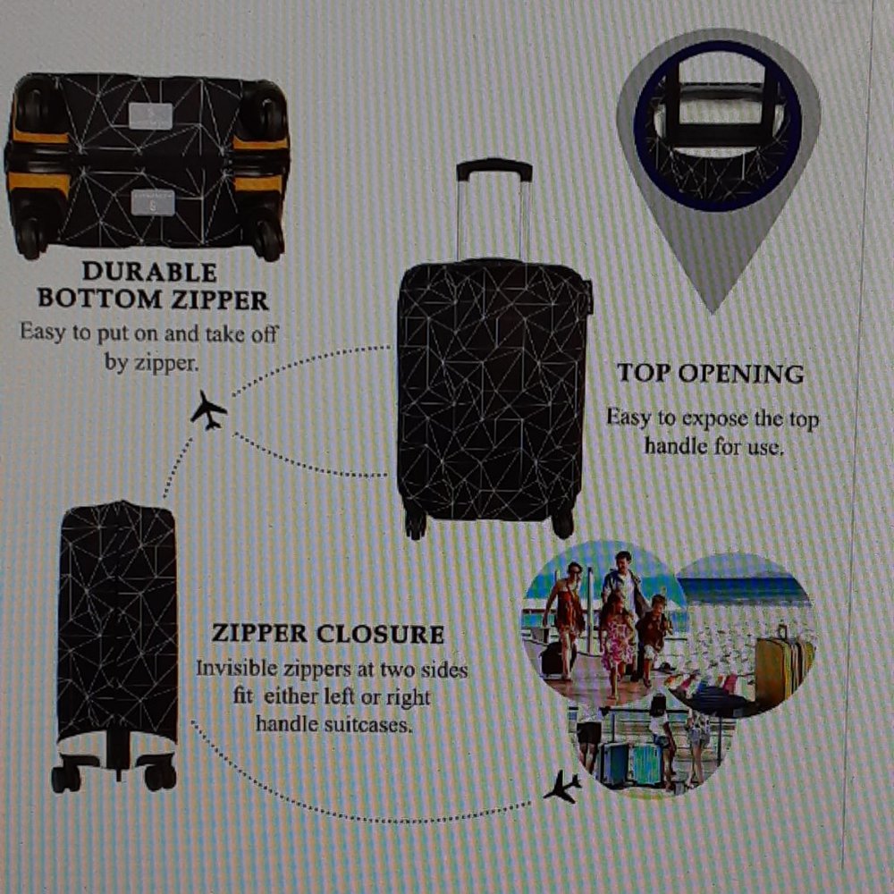 Stretch Fabric Suitcase Covers 2 pcs -1 large, 1 medium - Grey - Picture 3 of 10